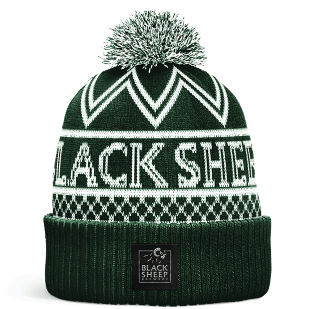 black beanie bobble hat